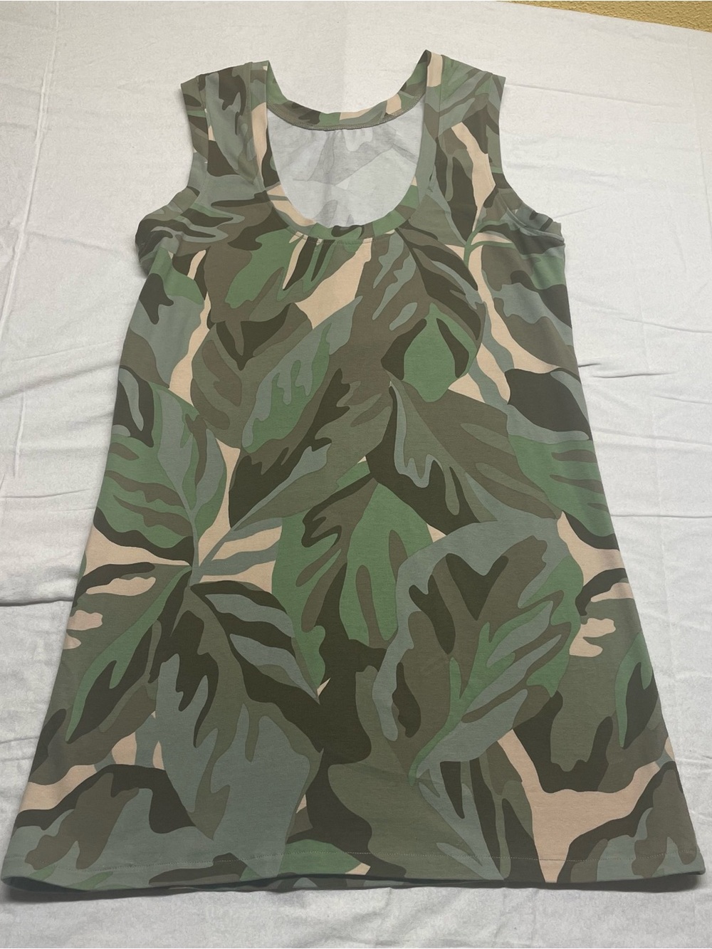 Sanctuary Camouflage-Style Tank Dress in Green and Tan
